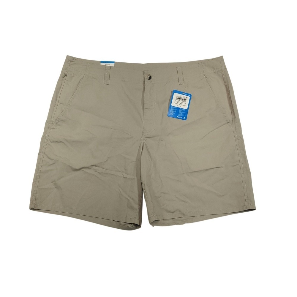 Columbia Shorts Mens 38 Beige Chino Cotton Microfiber Pockets 8 Inseam